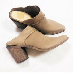 Anthropologie Dolce Vita Sz9.5 Tan Super Soft Leather Mule Booties 3.5” Chunky Heels New No Box Hph * Top-Rated Seller * Quality Inventory Stored In Climate Controlled Space * Fast Shipper * All Sales Final. No Refunds. No Returns. * Exceptional Customer Service * Reasonable Offers Welcome * Thank You For Supporting My Small Business Brown Pointed Toe Mules With Wrapped Heel, Spring Slip-on Boots With Stacked Heel, Chic Fall Mules With Wooden Heel, Suede Mules With Sculpted Heel And Round Toe, Leather Slip-on Heels With Stacked Heel, Fall Slip-on Heels With Stacked Heel, Slip-on Heels With Stacked Heel For Fall, Almond Toe Mules With Wrapped Heel, Spring Suede Mules With Reinforced Heel