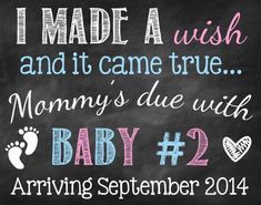 i made a wish and it came true mommy's due with baby 2 arriving september 2014