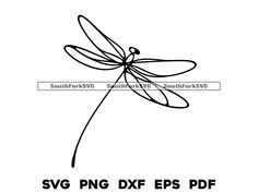 a black and white drawing of a dragonfly with the words svg png dxf eps