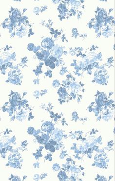 a blue and white flowered wallpaper pattern