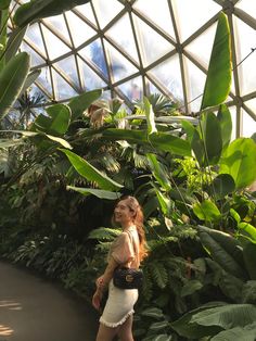 Asian girl in a botanical garden Brisbane Botanical Gardens, Photoshoot Botanical Garden, Botanical Garden Outfit, Greenhouse Glass