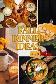 a collage of fall dinner ideas