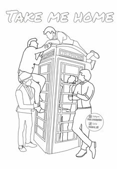 the doctor who is trying to take me home from his phone booth coloring page for kids