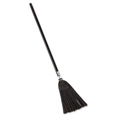 a black broom on a white background