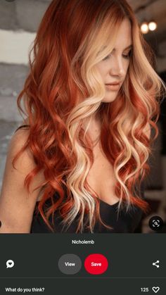 Fall Red Hair With Blonde Money Piece, Bright Red Hair With Money Piece, Copper Orange Hair With Blonde Money Piece, Red Orange Hair With Blonde Money Piece, Bright Red And Blonde Hair Color, Orange Hair Yellow Money Piece, Blonde Roots Red Ends, Red Blonde Hair, Bright Red Hair