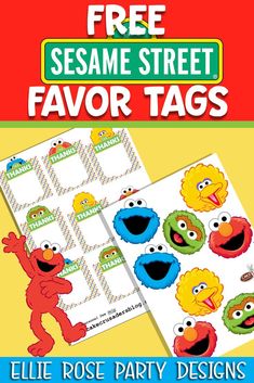 sesame street flavor tags with the words, free sesame street flavor tags and an image of sesame