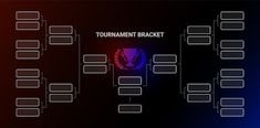 the tournament bracket is displayed on a black and blue background with red, white, and blue circles