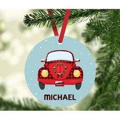 personalized christmas ornament with red car