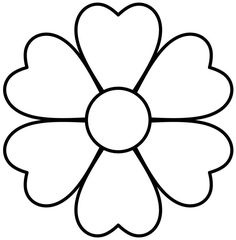 a flower that is outlined in the shape of a heart, with petals on each side