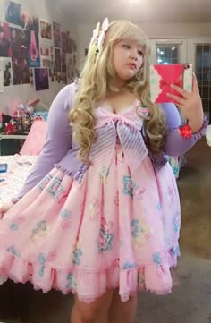 Plus Size Fairy Kei, Plus Size Pastel Goth, Plus Size Kawaii Fashion, Fairy Kei Fashion, Maid Girl, Outfit Selfie, Kei Fashion