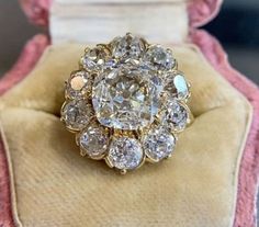 Vintage Right Hand OEC Floral Ring Fine Silver Handmade Engagement Jewelry New Gold Wedding Rings For Women, Rose Gold Wedding Rings, Crystal Engagement Rings, Cluster Engagement Ring, Wedding Rings Rose Gold, Ring Rose Gold, Luxury Rings, Zircon Ring, Rose Gold Wedding