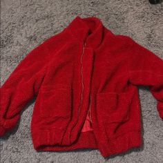 Brand New Never Worn Red Casual Fleece Jacket For Cold Weather, Cozy Red Outerwear For Fall, Teddy Jacket, Lady In Red, Jackets & Coats, Jackets For Women, Brand New, Red, Women Shopping