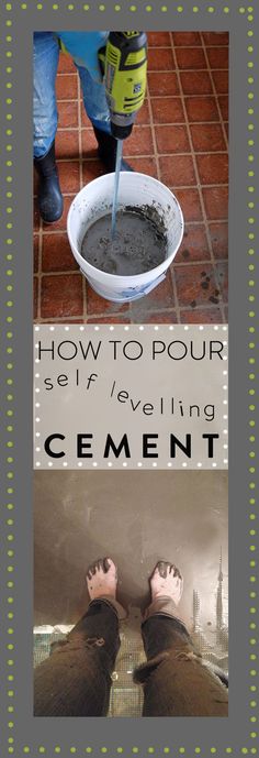 a person standing in front of a bowl of cement with the words how to pour below it