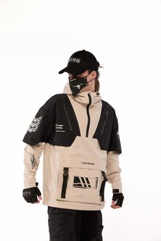 Description of materials and fittings: poly-cotton Fabric composition: 100% polyester Key features of the model: Anorak with a deep hood and hood adjustment horizontally and vertically. Two patch pockets with zippers on the chest. A flap pocket with fasteners on the chest. The pocket is double with a side wall - there are additional entrances on the sides with zippers. There are overlays on both sleeves, with a hidden pocket with a zipper on the left overlay. The anorak has nine prints: prints o Racing Jacket Aesthetic, Aesthetic Jacket, Goth Jacket, Monogrammed Rain Jacket, Jacket Aesthetic, Gothic Jackets, Racing Jacket, Side Wall, Hidden Pocket