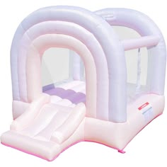 an inflatable bounce house with a slide