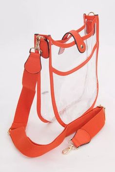 Let your VOLS spirit soar with our Game Day Mini Clear Crossbody! Silver hardware, detachable shoulder strap, and convenient magnetic snap closure will make you stand out from the crowd. Plus, you can add our Keychain holder as an accessory so you can keep your keys close at hand. Go VOLS! Details: Clear Cross Body Bag with Orange Trim Detachable Shoulder Strap 9.5" W x 9.5" H x 2.8" D Go Vols, Keychain Holder, Orange Bag, Cross Body Bag, Winter Sale, Buy 1, Silver Hardware, Body Bag, Game Day