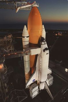 the space shuttle is being prepared for launch