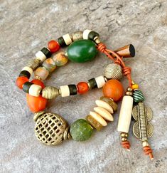 Bohemian Bracelet African Tribal Copal,  Glass, Bone and Lost Wax Brass Beads Bohemian Chic Jewelry, Beach Jewelry Boho, Bohemian Bracelet, Brass Beads, Boho Chic Jewelry, Beach Boho, Bohemian Bracelets, Chic Jewelry, Lost Wax