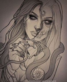 Sketches Of Girls Faces, Sketch Instagram, Face Tattoos For Women, Hipster Drawings, Pin Up Girl Tattoo, Evil Tattoos, Artist Sketches