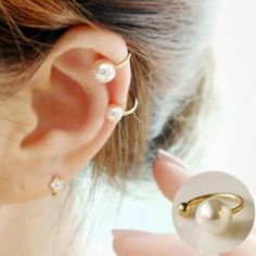 Please Choose Gold Or Silver Color. Zinc Alloy Metal Pearl Ear Cuff, New Fashion Earrings, Gem Drop Earrings, Pear Earrings, Wedding Cuff, Pearl Cuff, Earrings Clip, Skull Earrings, Pearl Jewellery Earrings