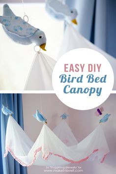 easy diy bird bed canopy for kids to play with in their bedroom or nursery