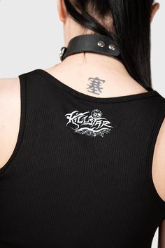 RAYN IN HELL.- Soft, stretch ribbed fabric.- Statement y2k tattoo inspired graphic.- Vest silhouette.- Fitted.With KILLSTAR branding, 94% Viscose 6% Elastane. Machine wash cold (30°C) / Do not bleach / Do not tumble dry / Iron at low temperature / Do not dry clean. Imported. Black Ribbed Top For Streetwear, Fitted Grunge Tank Top With Graphic Print, Y2k Black Tank Top With Letter Print, Y2k Fitted Graphic Print Tank Top, Edgy Ribbed Stretch Tops, Edgy Fitted Crew Neck Tank Top, Y2k Stretch Tank Top For Streetwear, Stretch Y2k Tank Top For Streetwear, Y2k Black Festival Tank Top