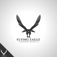 the flying eagle logo is black and white with an image of a bird in flight