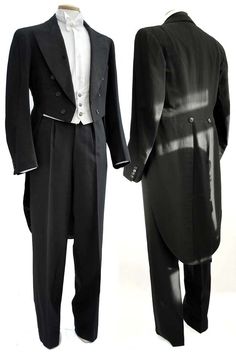 1930s Evening White Tie and Tails Suit by Radford  Jones. Via http://www.vampalicious.co.uk/shop/ Tailcoat Mens, Edwardian Gentleman, Suit Double Breasted, Formal Attire For Men, Groom Suits, Trousers Men, White Tuxedo, Wedding Black, Tuxedo Suit