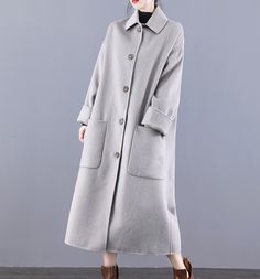 Product Description: handmade Cashmere coat high grade fabric,cashmere fabric.also could be custom made with any size and other colors,please feel free to contact with me if you want custom it. Material: wool 80%- 90% Size: S: Bust : 116 cm shoulder and Sleeve:76cm Length:115cm M: Bust : 120 cm shoulder and Sleeve:77cm Length:115cm L: Bust : 124 cm shoulder and Sleeve:78cm Length:115cm XL: Bust : 128 cm shoulder and Sleeve:79cm Length:115cm Shipping we ship worldwide the USPS takes about 15 days Women Wool Coat, Cashmere Fabric, Cashmere Coat, Double Face, Wool Coat, High Grade, Duster Coat, Custom Made, Cashmere