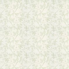 a white and green wallpaper with flowers on it