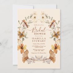 an elegant floral bridal shower party card