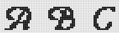 a cross stitch pattern with the letter d in black and white