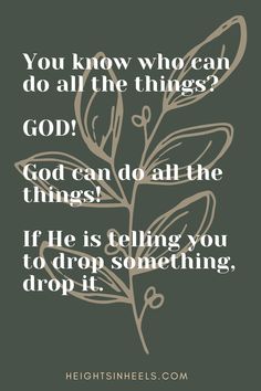 a quote that reads, you know who can do all the things god can do all the things if he is telling you to drop something