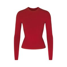 A form-fitting, ultra-flattering long sleeve tee that is perfect for everyday wear. Made of cool, comfortable cotton, this will be your new loungewear s... Jersey Long Sleeve, Brown Outfit, Long Sleeve Turtleneck, Basic Shirts, Cotton Tank Top, Red Shirt, Basic Outfits, Basic Tops, Cozy Knits