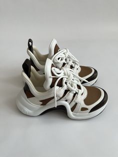 Louis Vuitton Archlight White Brown Sneakers Size 35  | eBay Brown Sneakers With Contrast Sole For Spring, Spring Brown Sneakers With Contrast Sole, Modern Brown Sneakers For Sports, Trendy Brown Sneakers For Spring, Brown Sporty Sneakers For Spring, Sporty Brown Sneakers For Spring, Brown Low-top Platform Sneakers For Spring, Brown Cushioned Sneakers For Spring, Brown Lace Sneakers For Spring