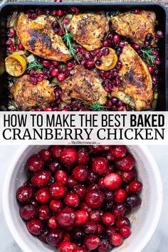 cranberry chicken with text overlay how to make the best baked cranberry chicken