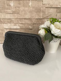 Black Straw Bag, Raffia Clutch Bag, Summer Evening Bag, Party Bag, Raffia Pouch Bag, Dumpling Beach Clutch, Gift for Her, Mothers Day Gift This black straw bag is made with paper rope. This raffia clutch bag is made with crochet. It has hidden metal locked. It is big and lightweight. I made this black raffia clutch bag for women who want to look trendy and stylish. You can use it on your hand or under arm. The straw summer clutch bag's measures; Width: 11 inches (28 cm) Height: 7 inches (18 cm) Handmade Evening Straw Pouch Bag, Handmade Black Clutch Pouch, Evening Woven Pouch Bag, Woven Pouch Evening Bag, Woven Pouch Evening Bag As Gift, Handmade Pouch Evening Bag, Black Handwoven Clutch Bag, Crochet Pouch Evening Bag, Evening Crochet Pouch Bag