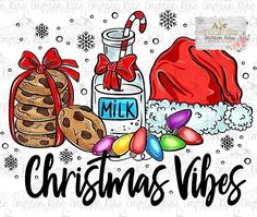 christmas vibes with cookies, candy and milk