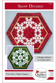 Snow Dreams Downloadable Pattern by Canuck Quilter Designs Skirt To Dress, Skirts Patterns, Christmas Tree Skirts Patterns, Snowflake Quilt, Tree Skirt Pattern, Quilts Christmas, Table Topper Patterns, Christmas Tree Skirts, Make A Table