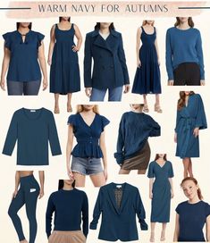 Blue Autumn Color Analysis, House Of Color Blue Autumn, Deep Autumn Blue Palette, Blue Autumn House Of Colour, Soft Autumn Blue Outfit, Deep Autumn Blue, True Autumn Summer Outfits, Deep Autumn Fashion, House Of Colour Autumn Outfits