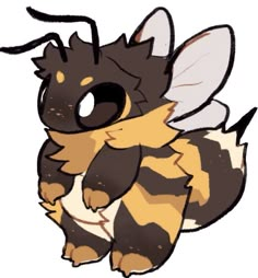 a drawing of a bee with black and yellow stripes on it's body, sitting down