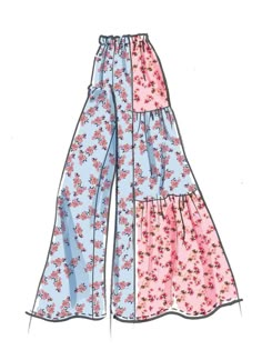 a drawing of two pants with flowers on them