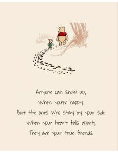 winnie the pooh and piglet quote on white paper with handwritten message below