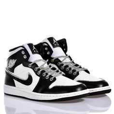 Nike Air Jordan 1 Panda Swarovski from Mimanera Air Jordan 1 Panda, Jordan 1 Panda, Gucci Hat, Jimmy Choo Bag, Stella Mccartney Bag, Zegna Shoes, Nike Air Jordan 1, Valentino Bags, Sneaker Wedge