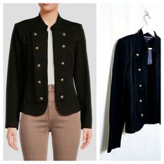 Tommy Hilfiger Blazer Black Military Band Jacket New With Tag Women's Size S Size Small Crest Button Detail Shaping/Slimming Seams Pockets At Waist Stand Up Collar Open Front Lightly Padded Shoulders Rounded Hem Stretchy Knit Material: Cotton Elastane All Measurements Flat Lay- (Approx.) Arm Pit To Pit 17.5", Sleeve From Pit 17", & Length From Shoulder To Hem 21.5" Open To Reasonable Offers Please Feel Free To Ask Any Questions Need Additional Measurements Or Photos? - No Problem - Just Ask* Mi0 Tommy Hilfiger Workwear Blazer For Fall, Tommy Hilfiger Blazer For Workwear In Fall, Tommy Hilfiger Blazer For Fall Workwear, Tommy Hilfiger Fall Workwear Blazer, Tommy Hilfiger Casual Outerwear With Button Closure, Fall Tommy Hilfiger Long Sleeve Blazer, Casual Tommy Hilfiger Outerwear With Button Closure, Tommy Hilfiger Winter Workwear Blazer, Tommy Hilfiger Winter Blazer For Work