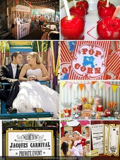 an image of a couple getting married at their wedding reception and apple themed desserts