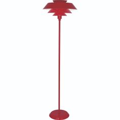 a red floor lamp on a white background