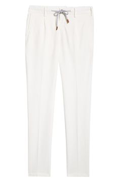 Keep your off-duty look polished in these stretch-jersey pants with a jogger-inspired design refined by sartorial details. Button fly; drawstring waist Front slant pockets; back button-flap patch pockets 52% cotton, 40% nylon, 8% elastane Dry clean Made in Italy Designer Clothing Classic Tapered Leg Sweatpants For Workwear, Look Polished, Jersey Pants, Off Duty, Drawstring Waist, Designer Clothing, Design Inspiration, Dry Clean, Nordstrom