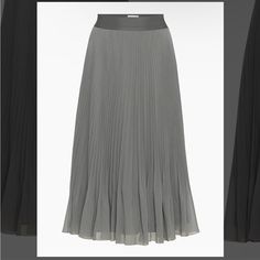 A Wilfred Favourite Literally Made For Twirling, This Is A High-Rise Midi Skirt With An Elastic Waist And Sunburst Pleats. It’s Made With Fte Chiffon Lightweight, Semi-Sheer Fabric With An Ethereal Drape. Xs Nwt Coal Grey Features Fully Lined Materials & Care Content: 100% Polyester Care: Machine Wash Imported Elegant Pleated Ruffled Skirt, Elegant Pleated Hem Tiered Skirt, Elegant Tiered Skirt With Pleated Hem, Elegant Spring Maxi Skirt With Pleated Hem, Elegant Tiered Skirt For Workwear, Elegant Tiered Skirt For Work, Elegant Tiered Skirt With Accordion Pleats, Chic Pleated Hem Maxi Skirt, Bodycon Midi Skirt