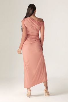 The pastel palette and delicate silhouette makes 'Dua' exactly the kind of romantic style we know you'll love. Its from our lightweight organza mesh fabric, blended with the purest, most luxurious mulberry silk in a pretty rose pink hue. 'Dua’ is one of the highlights of our new season collection. Featuring an off shoulder neckline with pretty adjustable shoulder that create a beautiful shape around the neck and ruched effect gently down through the bust. The delicate gathering throughout ... Elegant Pink Mesh Evening Dress, Elegant Mesh Dress With Ruched Bodice For Spring, Spring Evening Ruched Mesh Dress, Pink Elegant Mesh Cocktail Dress, Elegant Pink Mesh Cocktail Dress, Cut Out Maxi Dress, Pretty Rose, Pastel Palette, Pretty Roses